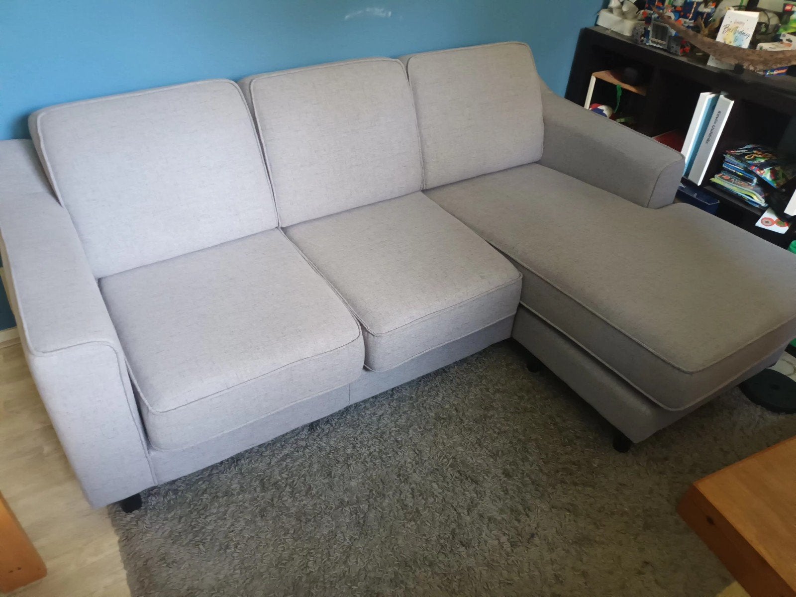 Grijze hoekbank 190x140 cm, Ophalen, 125 tot 150 cm, 150 tot 200 cm, Hoekbank