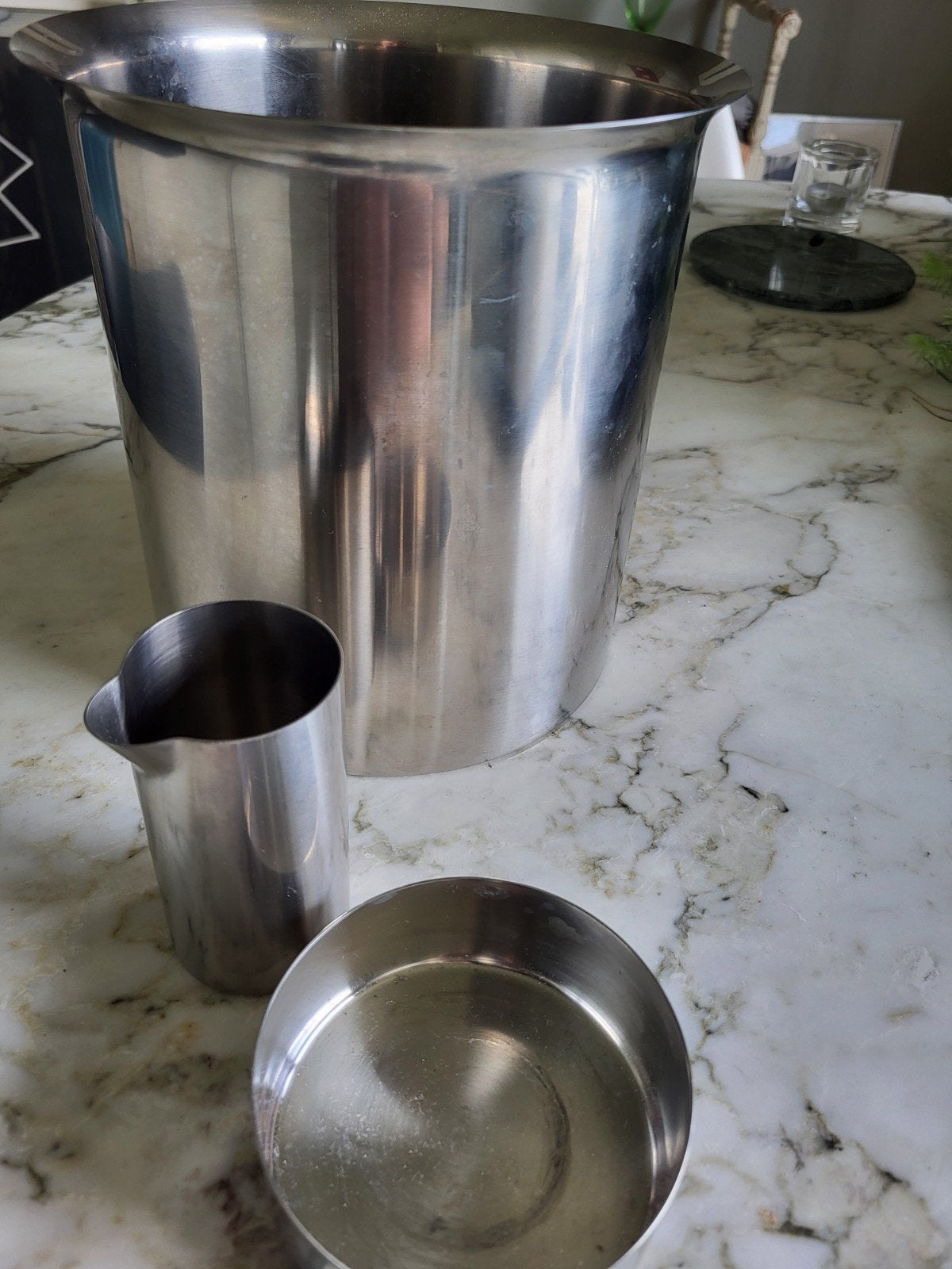Stelton Wijnkoeler, Melkkannetje en Bakje - RVS Set, Ophalen, Gebruikt, Zilver, Metaal