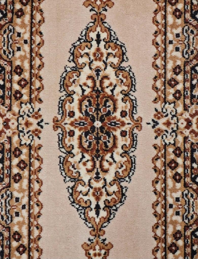 Vintage oosters wol vloerkleed medallion brown 60x116cm, Huis en Inrichting, Crème, Gebruikt, 100 tot 150 cm, Klassiek, Oosters, Traditioneel