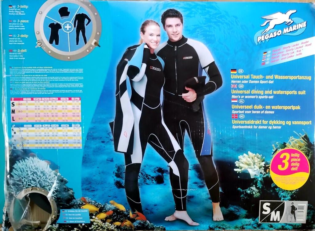 Unisex wetsuits Pegaso Overall 6,5mm Shorty 5mm en muts, Wetsuit, Ophalen of Verzenden, Zo goed als nieuw, Dame of Heer