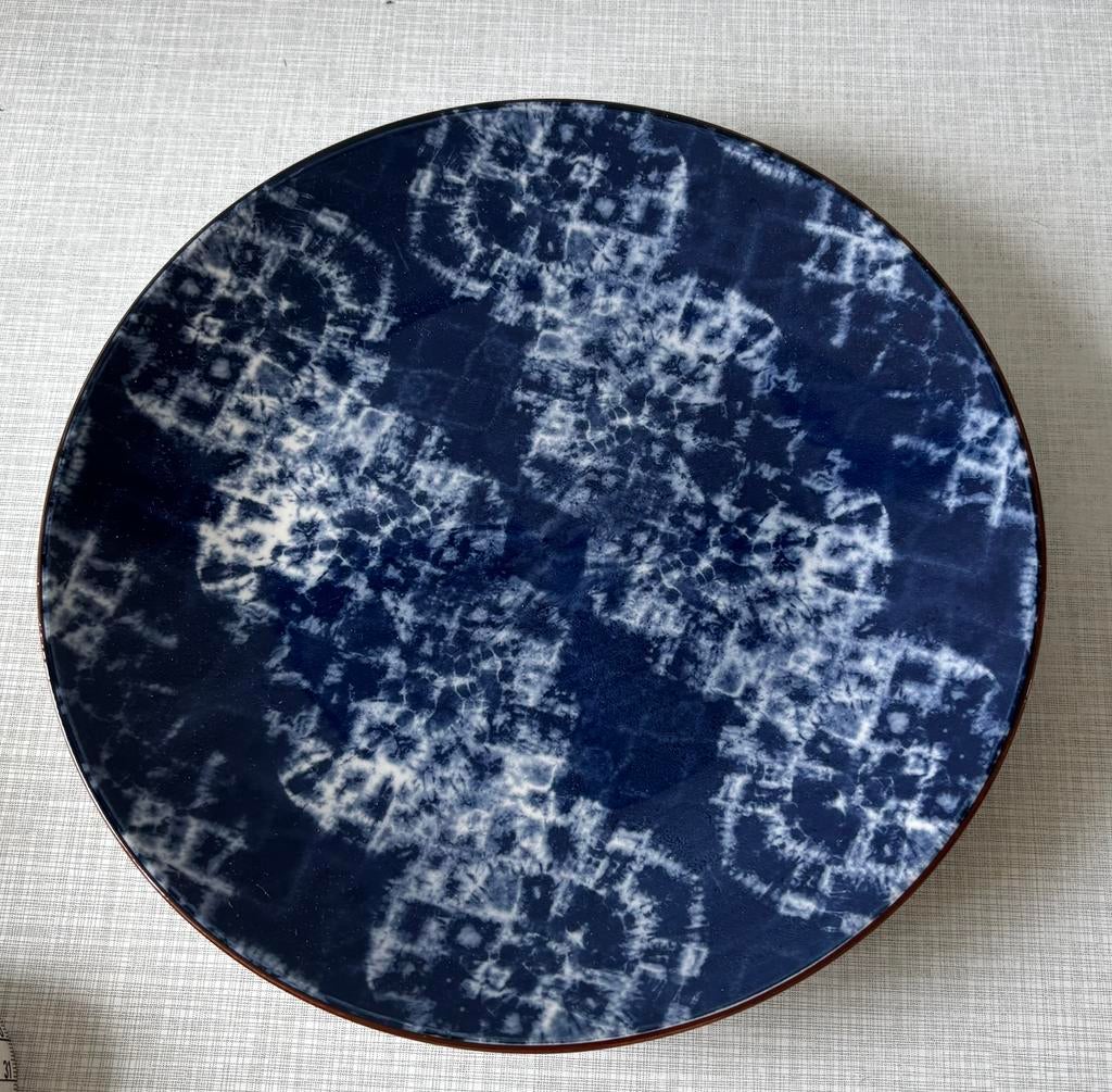 Blauw Tie Dye bord Ø27 cm, Ophalen of Verzenden