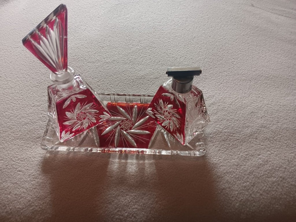 vintage parfumset anna hutte lood kristal, Ophalen of Verzenden