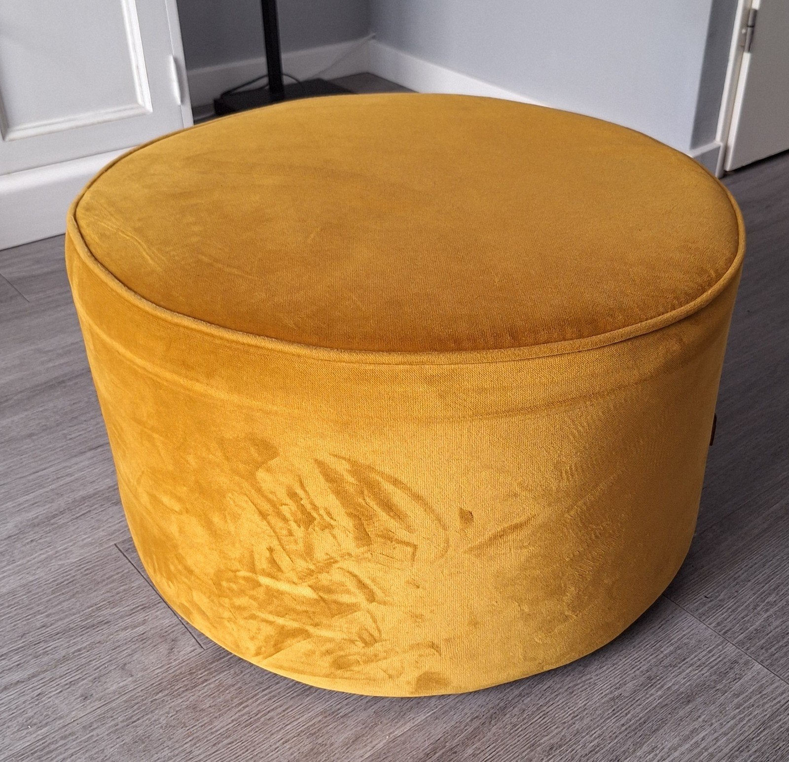 Woood poef Sara - okergeel - 60x35, Ophalen, Rond, Minder dan 50 cm, Minder dan 50 cm