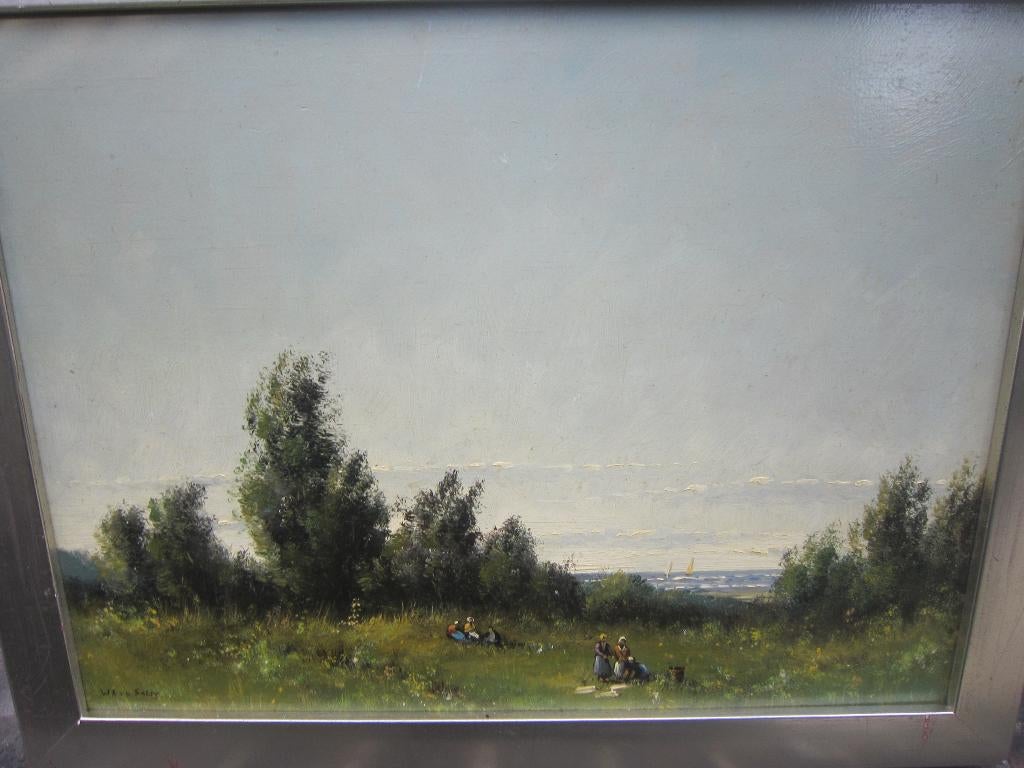 DUIN/Zeegezicht met personen, W.v/d SwaLM (PIETER SCHEEN ), Antiek en Kunst, Kunst | Schilderijen | Klassiek, Ophalen