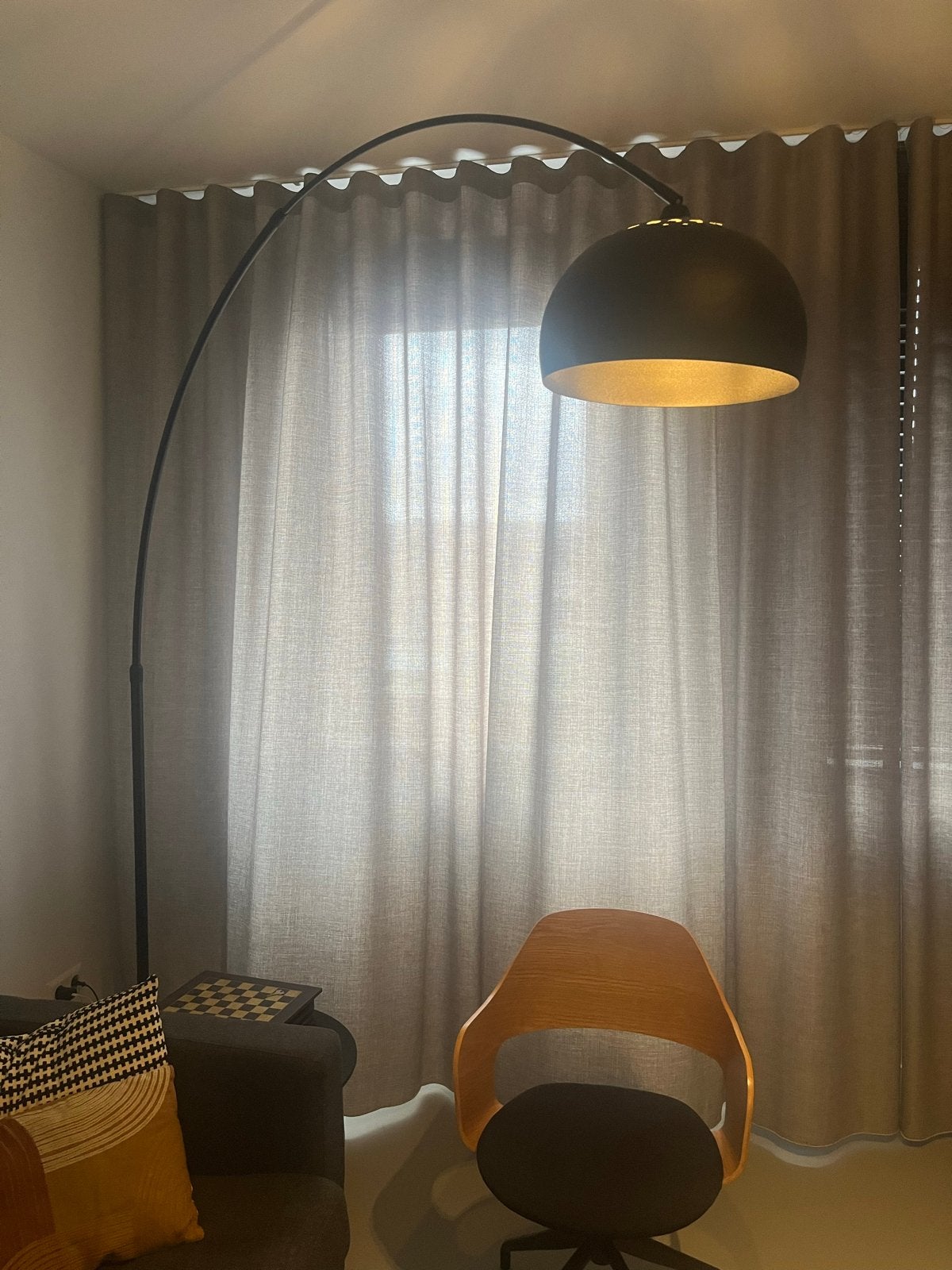 Moderne booglamp met marmeren voet, Ophalen, 200 cm of meer, E27 (groot), Zo goed als nieuw