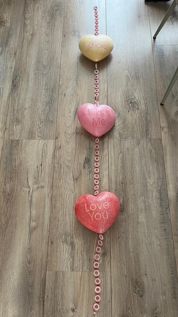 Valentijn/ trouw Hanger met Glitter Harten - Decoratie, Ophalen, 180 cm, Wandhanger, Zo goed als nieuw