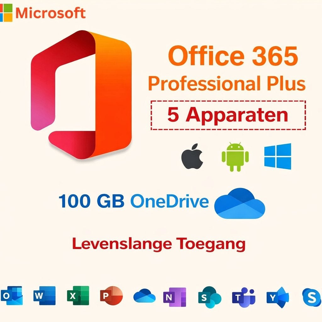 Microsoft Office 365 Pro Plus -Windows / Mac/ Android, Ophalen of Verzenden, Nieuw, MacOS