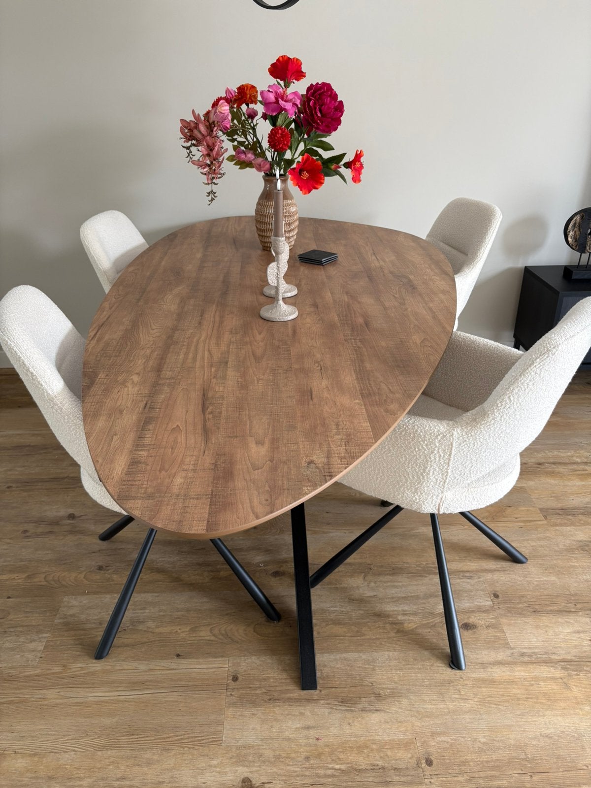 Eettafel en stoelen, Huis en Inrichting, Ophalen, 100 tot 150 cm, Zo goed als nieuw, Vijf personen of meer