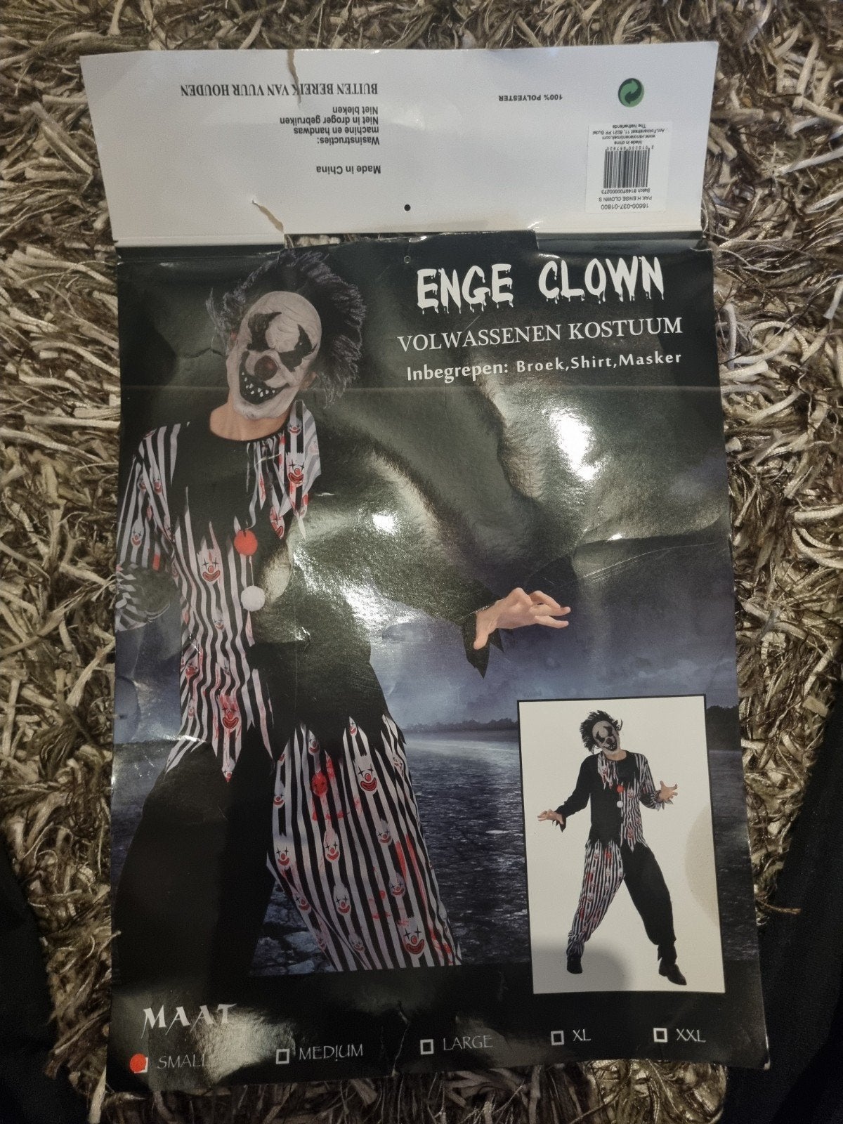 Eng Clown Kostuum Volwassenen - Maat Smal l, Ophalen of Verzenden, Zo goed als nieuw, Pak of Jurk