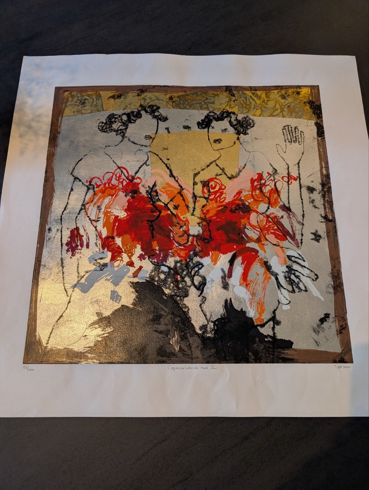 Sjer Jacobs - Zeefdruk "Copacabana Red II" (78x78cm), Verzenden, Zeefdruk, Genummerd, 2000 tot heden