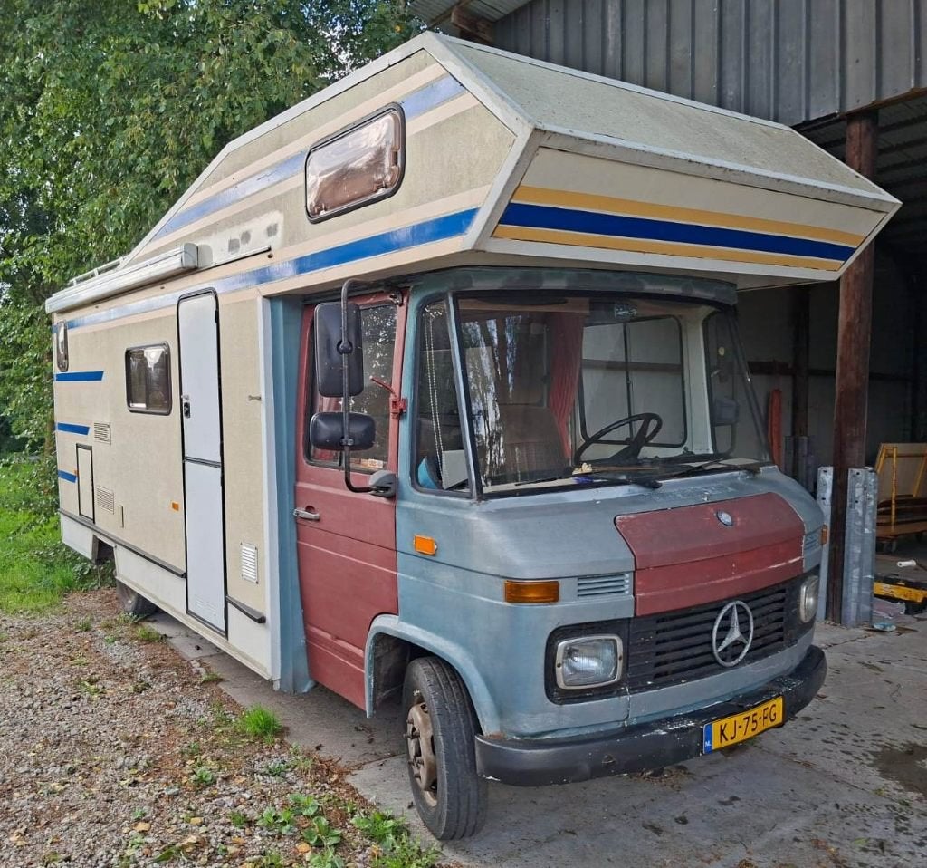 Mercedes 508 DG camper oldtimer belastingvrij, Caravans en Kamperen, Campers, Standaard zit, Alkoof, Reservewiel, Koelkast