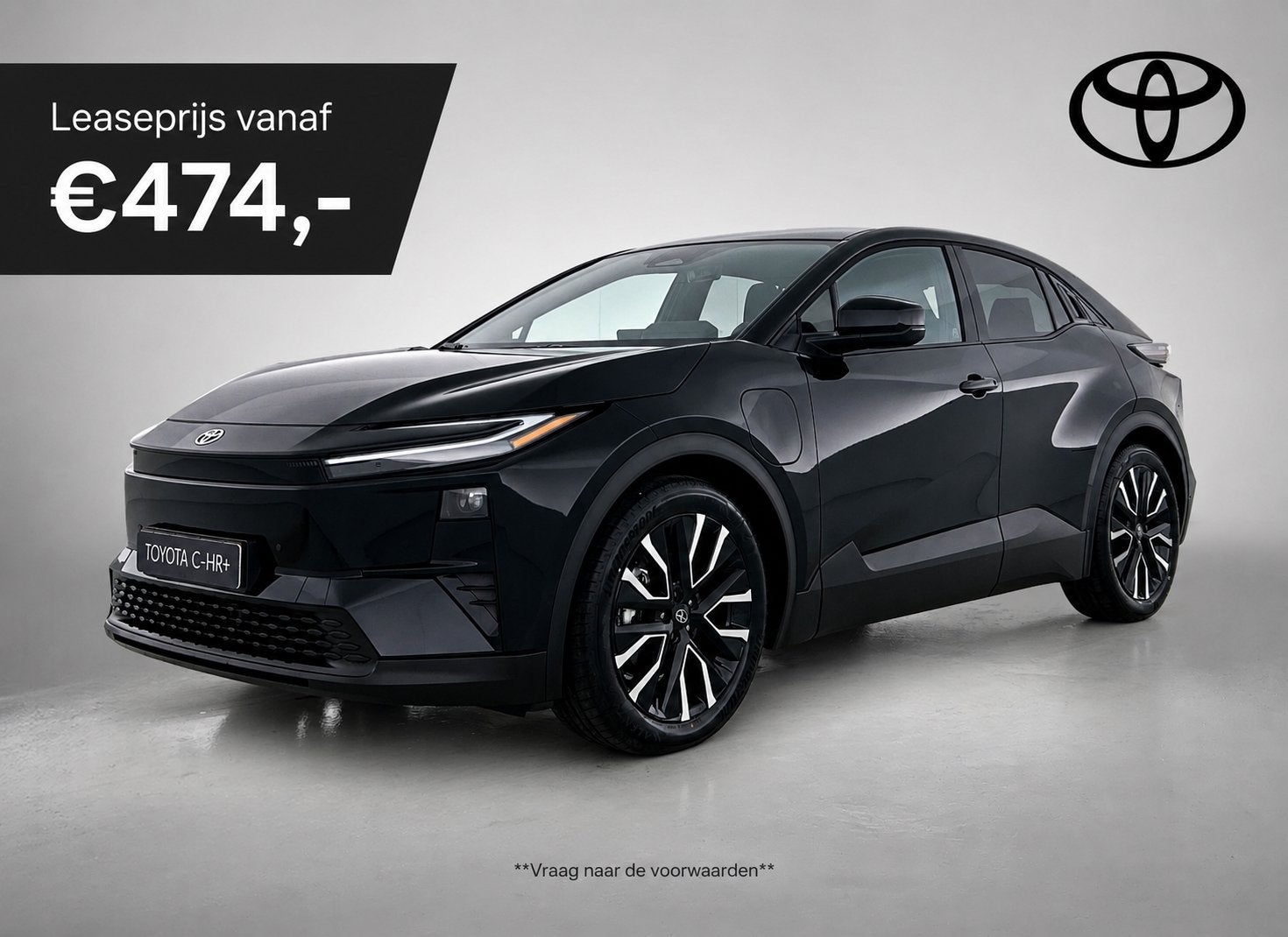 Toyota C-HR+ First Edition 77 kWh *EV-Deal* | Stoel en stuur, Auto's, Stof, 24 min, Zwart, Origineel Nederlands