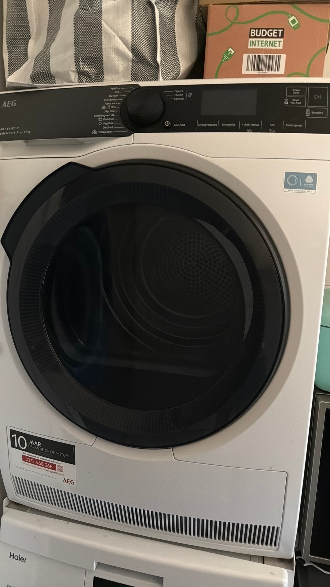 aeg droger serie 9000 tr969m6c, 8 tot 10 kg, Ophalen of Verzenden, Zo goed als nieuw, 85 tot 90 cm