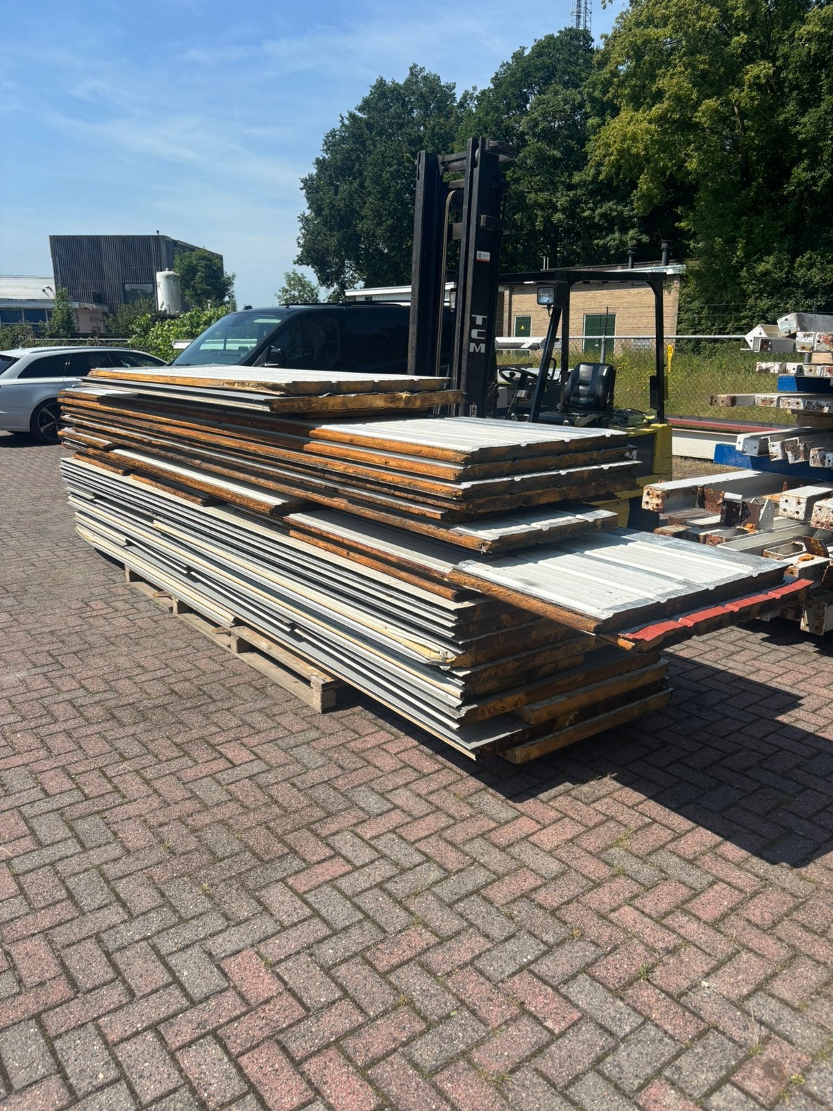 Sandwichpanelen grijs, Doe-het-zelf en Verbouw, Platen en Panelen, Ophalen, Gebruikt, 50 tot 100 mm