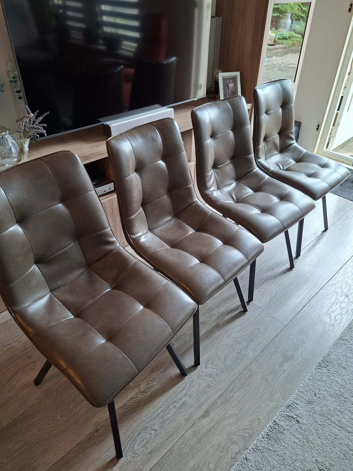Vier mooie eetkamer stoelen kl taupe Zgan, Huis en Inrichting, Stoelen, Ophalen, Zo goed als nieuw, Bruin, Vier