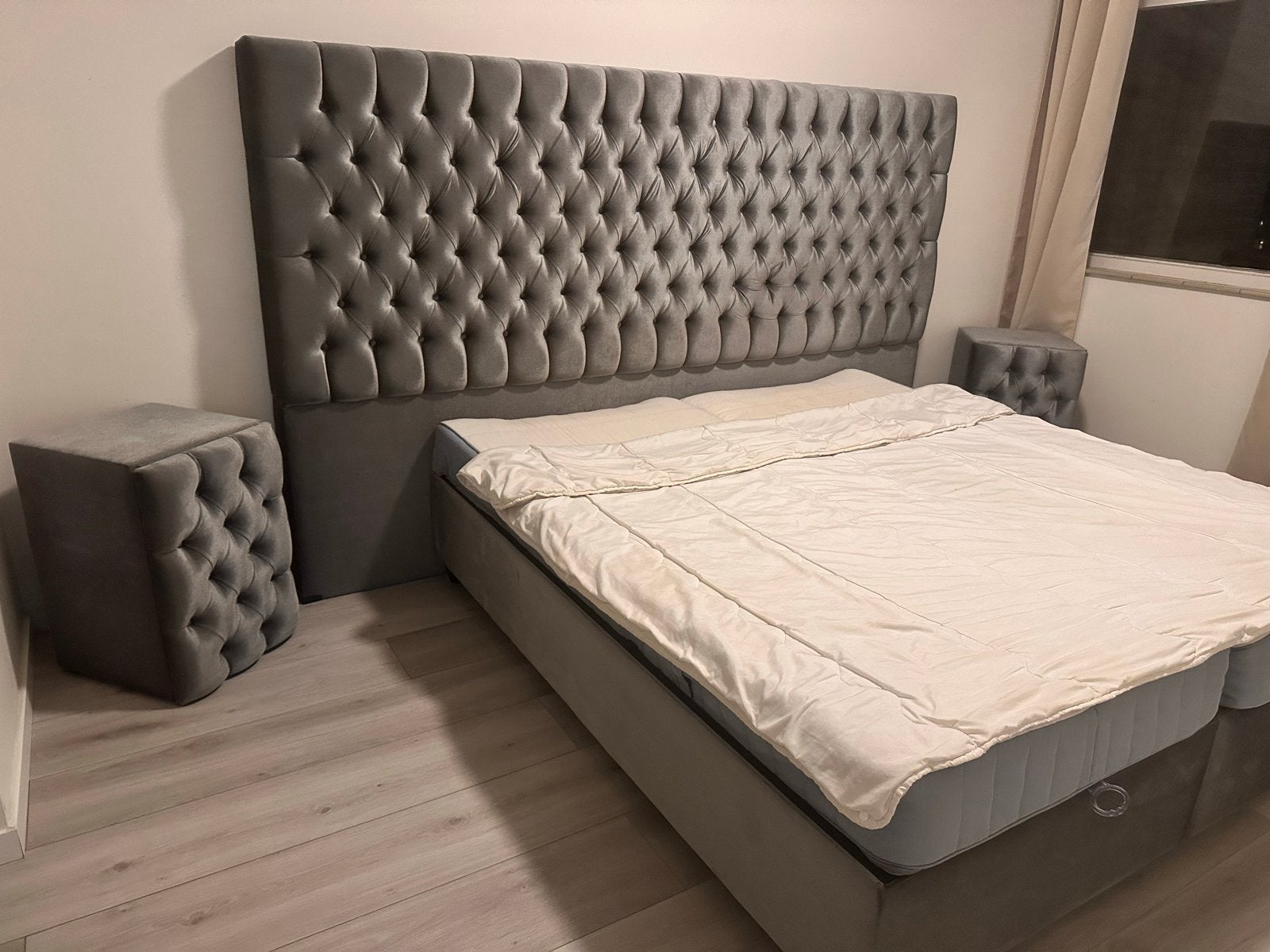 Luxe tweepersoonsbed met opbergruimte en hoofdbord, Tweepersoons, Ophalen of Verzenden, Zo goed als nieuw, 200 cm