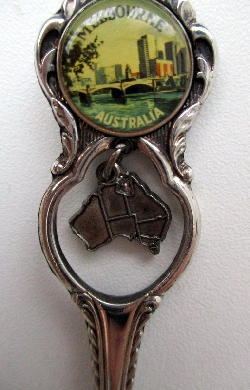 AUSTRALIË MELBOURNE Vintage Verzilverd met Stadskaart, Antiek en Kunst, Antiek | Bestek, Verzenden