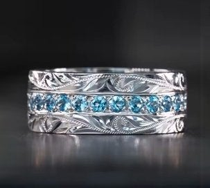 925 sterling ziveren ring mer licht blauwe zirkonen, Sieraden, Tassen en Uiterlijk, Nieuw, Ophalen of Verzenden, 17 tot 18, Met edelsteen