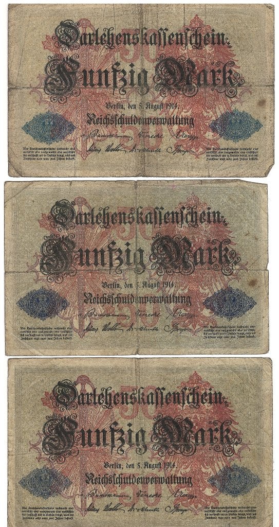 oud biljet 50 mark, Ophalen, Duitsland, Los biljet