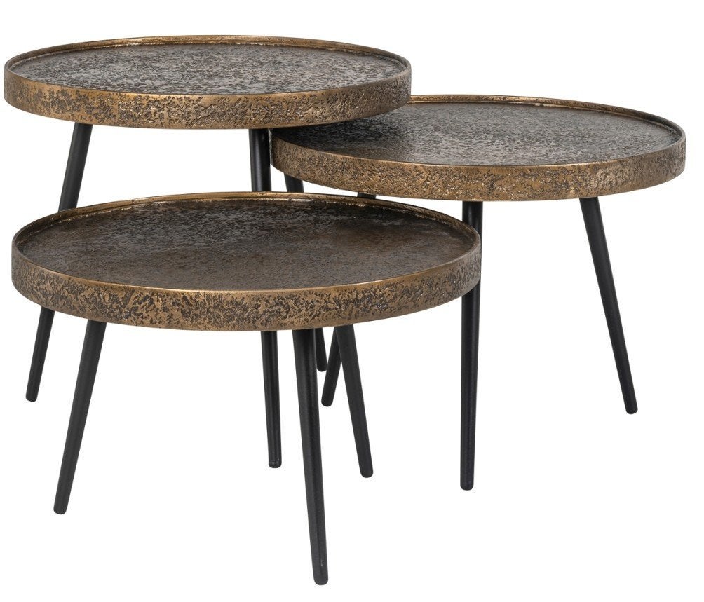 Richmond Interiors Luton salontafel — Black/Gold, Huis en Inrichting, Tafels | Salontafels, Ophalen, 50 tot 100 cm, Nieuw, 50 tot 100 cm