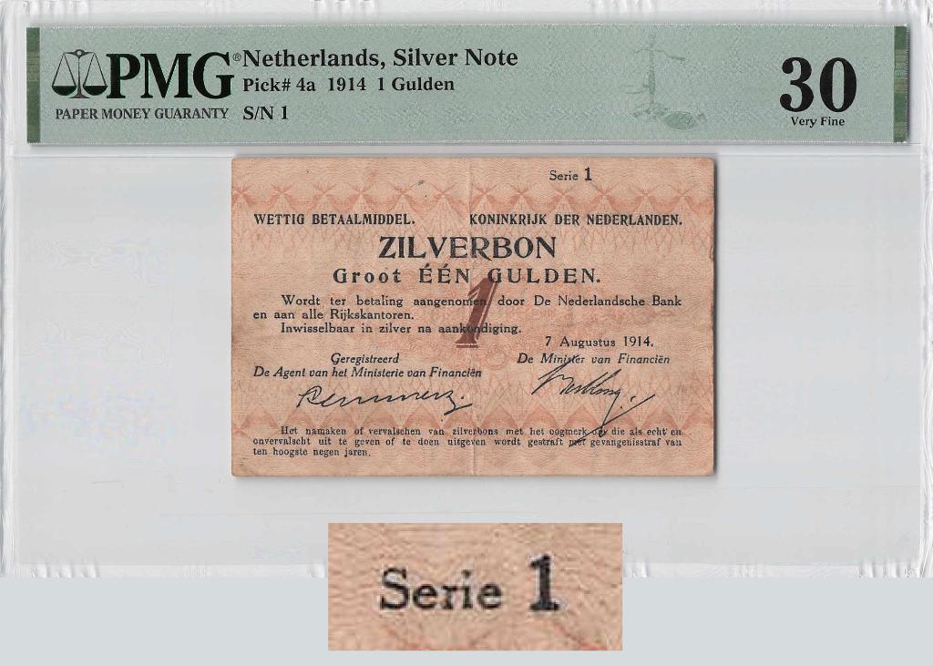 Net biljet 1 gulden zilverbon, 1914 | PMG 30, Postzegels en Munten, Bankbiljetten | Nederland, Ophalen of Verzenden, 1 gulden