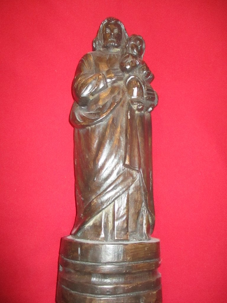 Houtsnijwerk een beeld breed 14 en hoog 43 . U mag bieden ., Ophalen of Verzenden