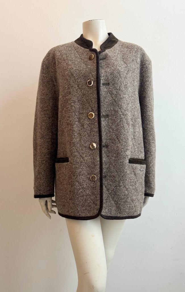 Steinbock wollen vest beige met leren afwerking, maat 42, Kleding | Dames, Beige, Maat 42/44 (L), Ophalen of Verzenden, Zo goed als nieuw
