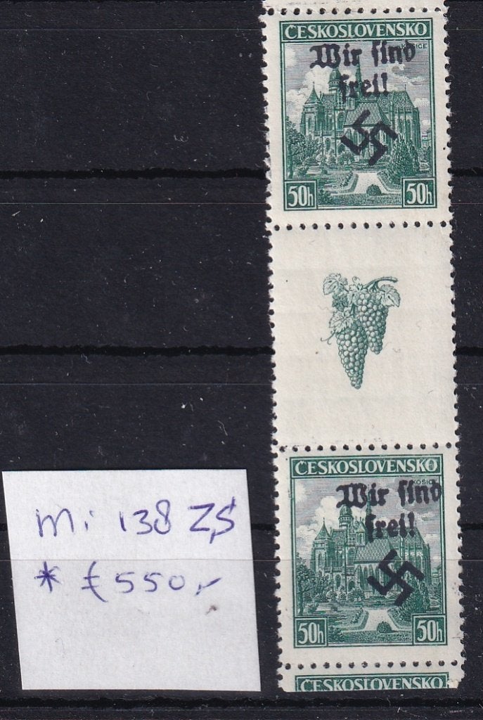D194) Reichenberg Mi 138ZS €550 plakker opdruk geen garantie, Verzenden, Duitse Keizerrijk, Postfris