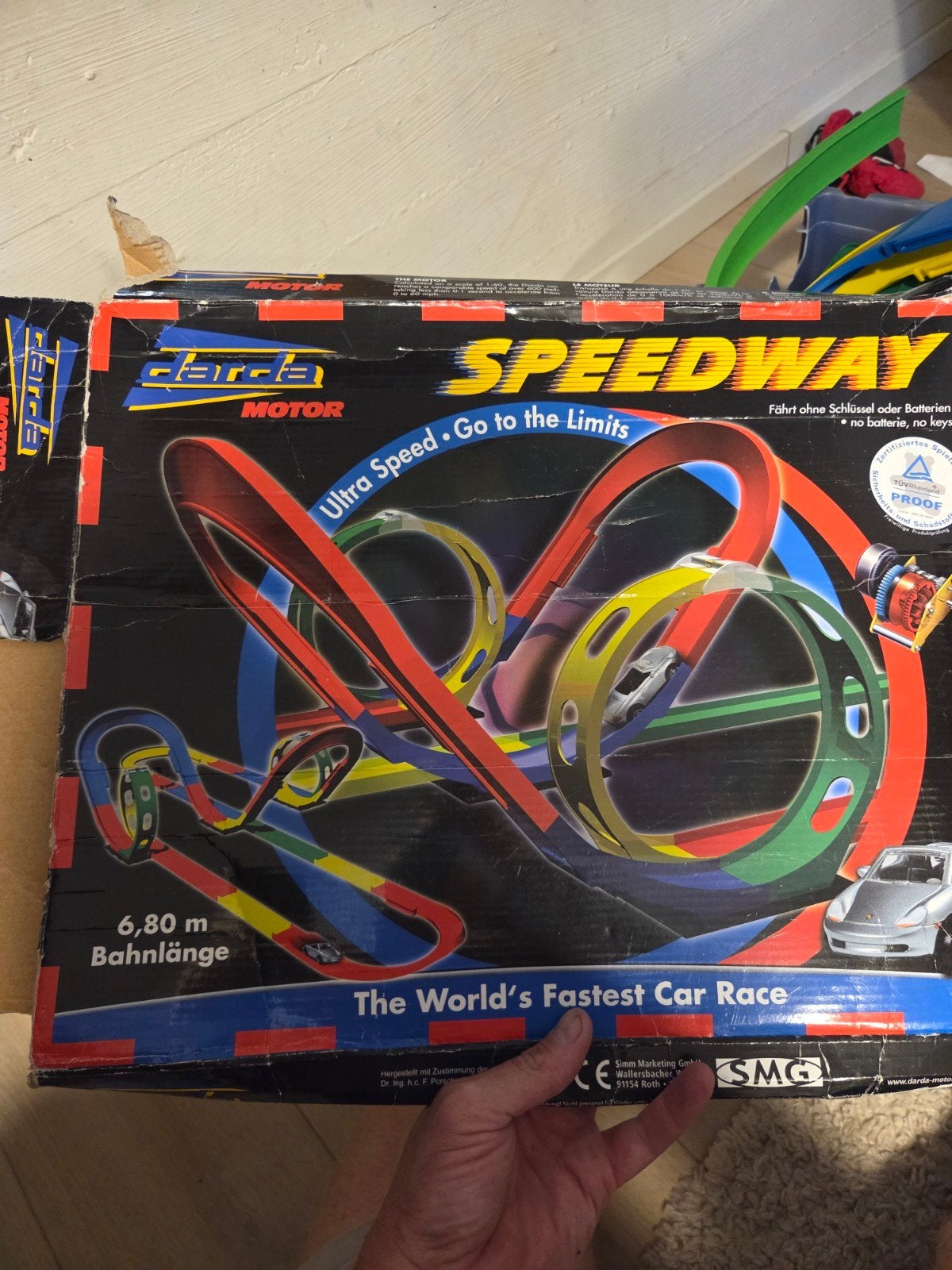 Darda Racebaan Speedway Set met Auto's en Extra Baandelen, Overige merken, Opwindmechanisme, Ophalen of Verzenden, Met looping