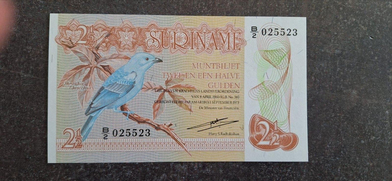 Suriname 2.5 gulden 1973 UNC, Ophalen of Verzenden, Zuid-Amerika