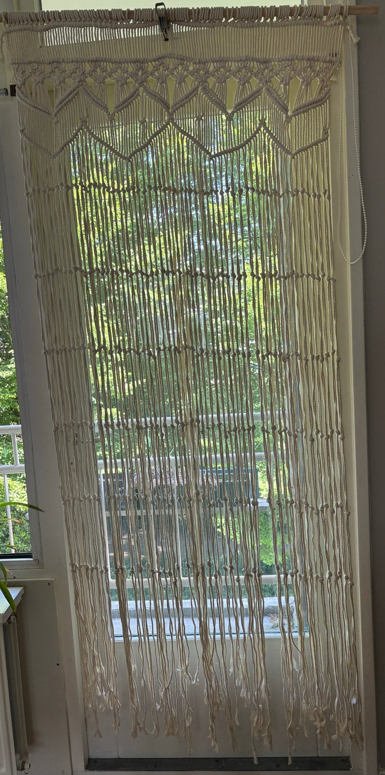 2 Macramé Gordijnen - Crème - Boho Stijl, Huis en Inrichting, Ophalen, 200 cm of meer, 50 tot 100 cm, Zo goed als nieuw