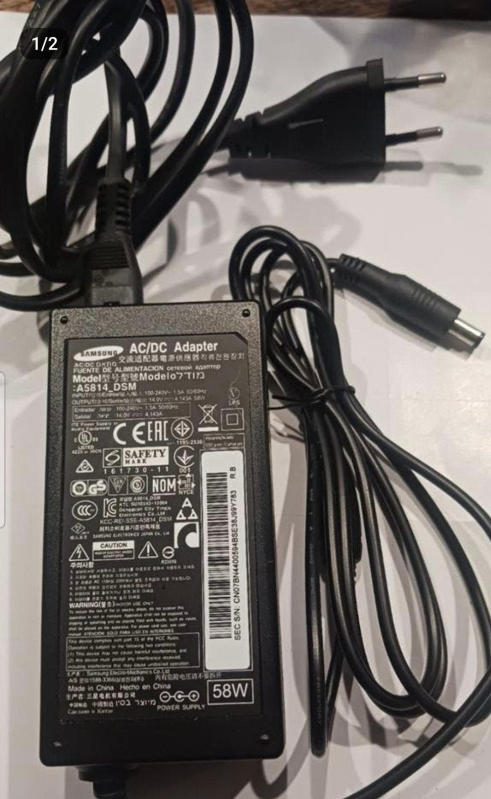 Samsung AC/DC Adapter 14V 4.143A 58W - Model A5814_DSM, Ophalen of Verzenden, Gebruikt, Samsung