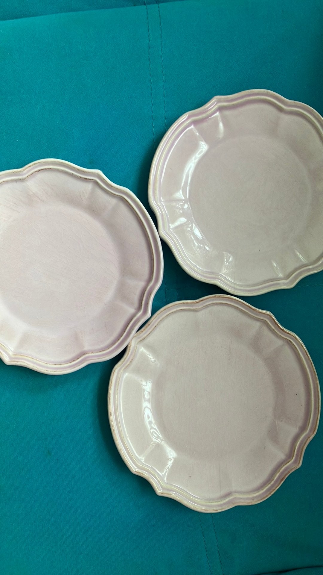 3 oudroze ontbijt bordjes, Huis en Inrichting, Keuken | Servies, Ophalen of Verzenden, Porselein, Overige stijlen, Bord(en)
