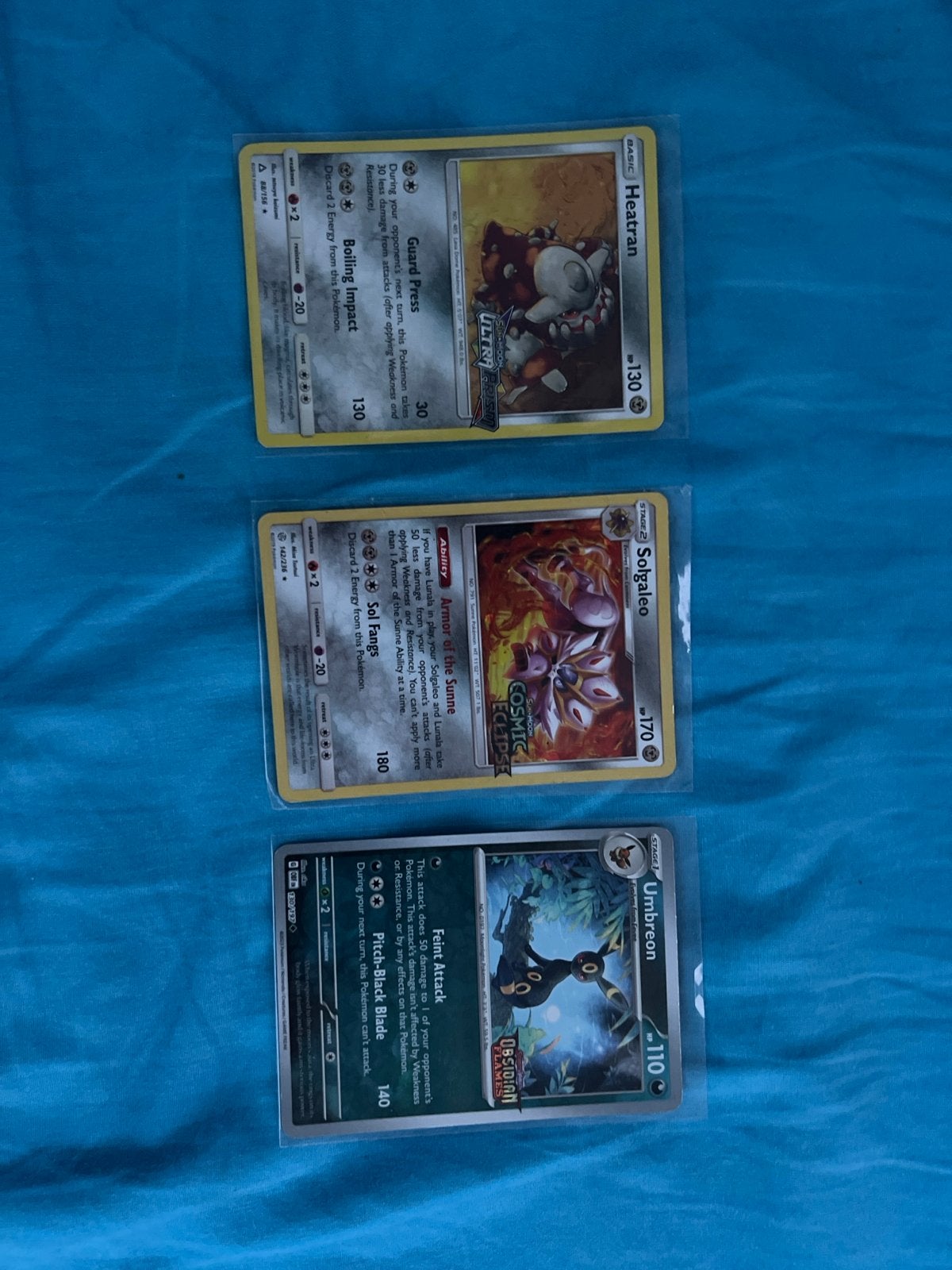 Pokémon kaarten: Heatran, Solgaleo, Umbreon, Ophalen of Verzenden, Nieuw, Meerdere kaarten, Foil