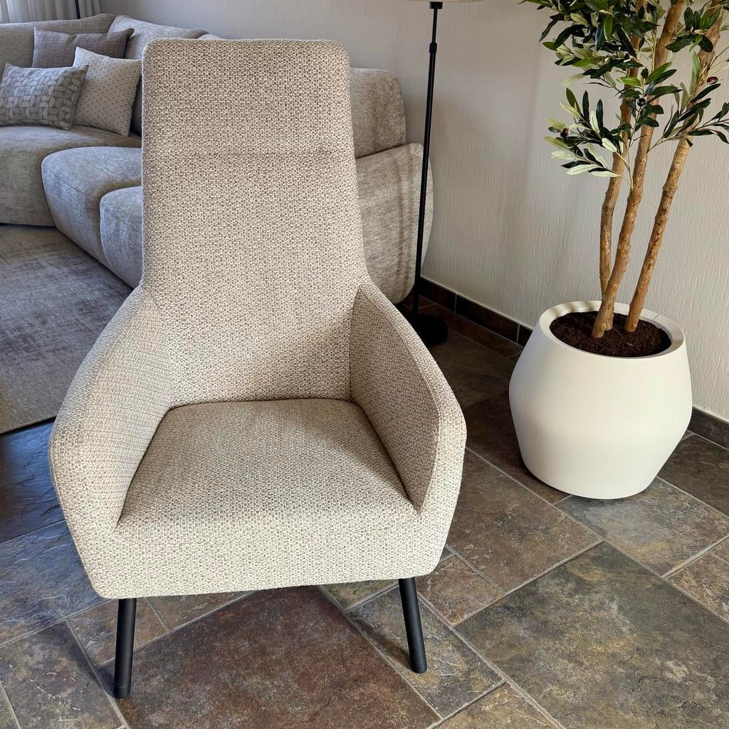 Hele mooie  beige Fauteuil Gerola van Mecam, Huis en Inrichting, Fauteuils, Ophalen, 75 tot 100 cm, Zo goed als nieuw, Stof