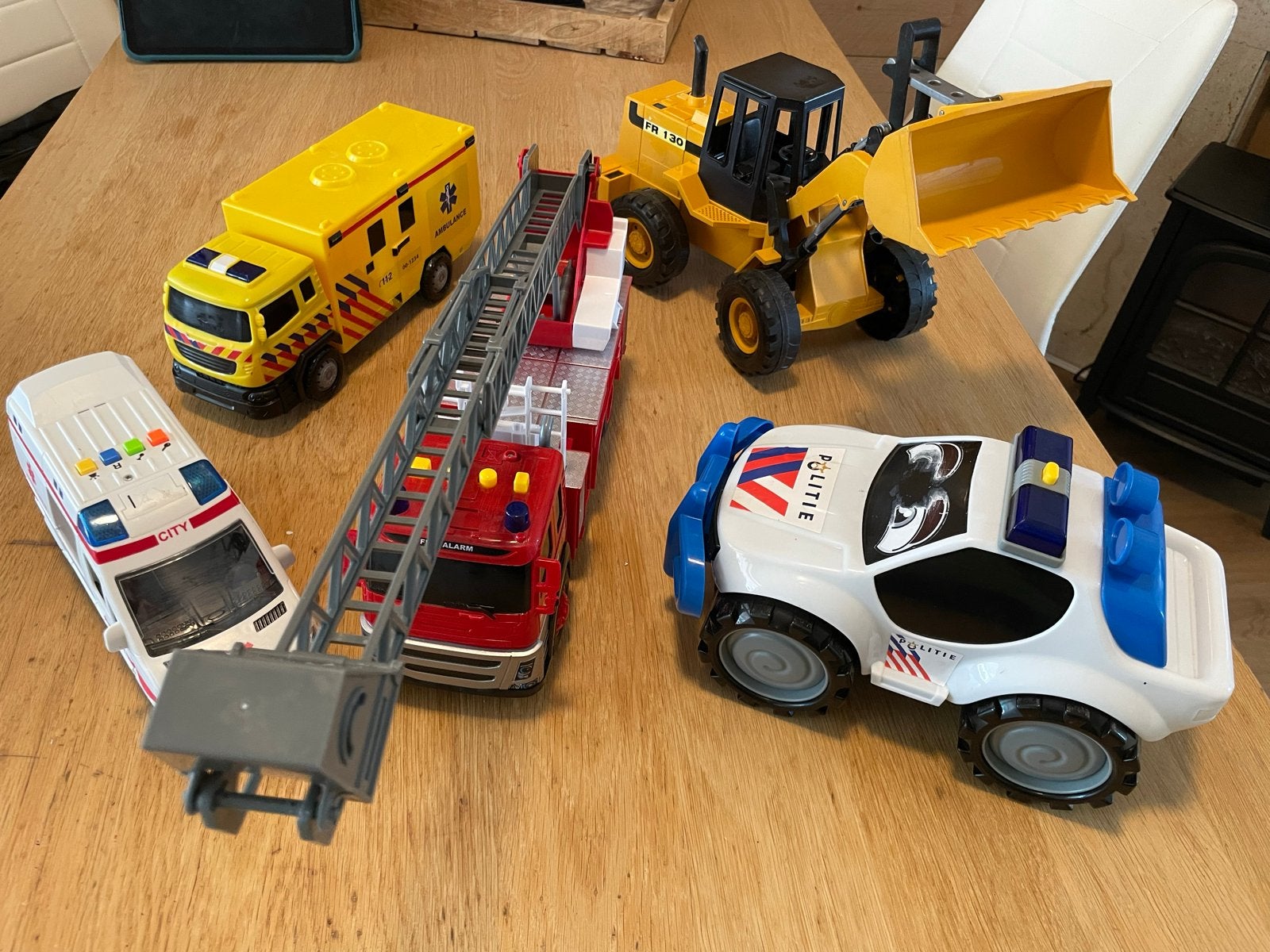 Speelgoed 112 set: grote brandweer, ambulance, politie, graa, Ophalen, Gebruikt
