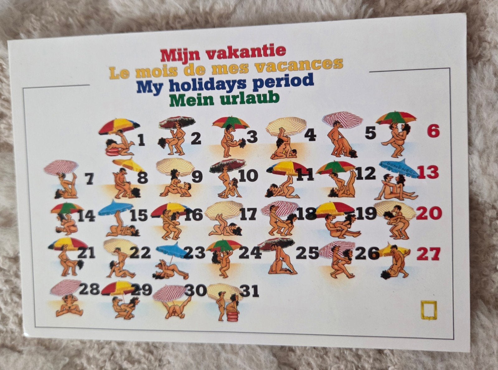 'Mijn vakantie' - Humoristische  Sex Kalender, Verzenden, 1980 tot heden, Gelopen