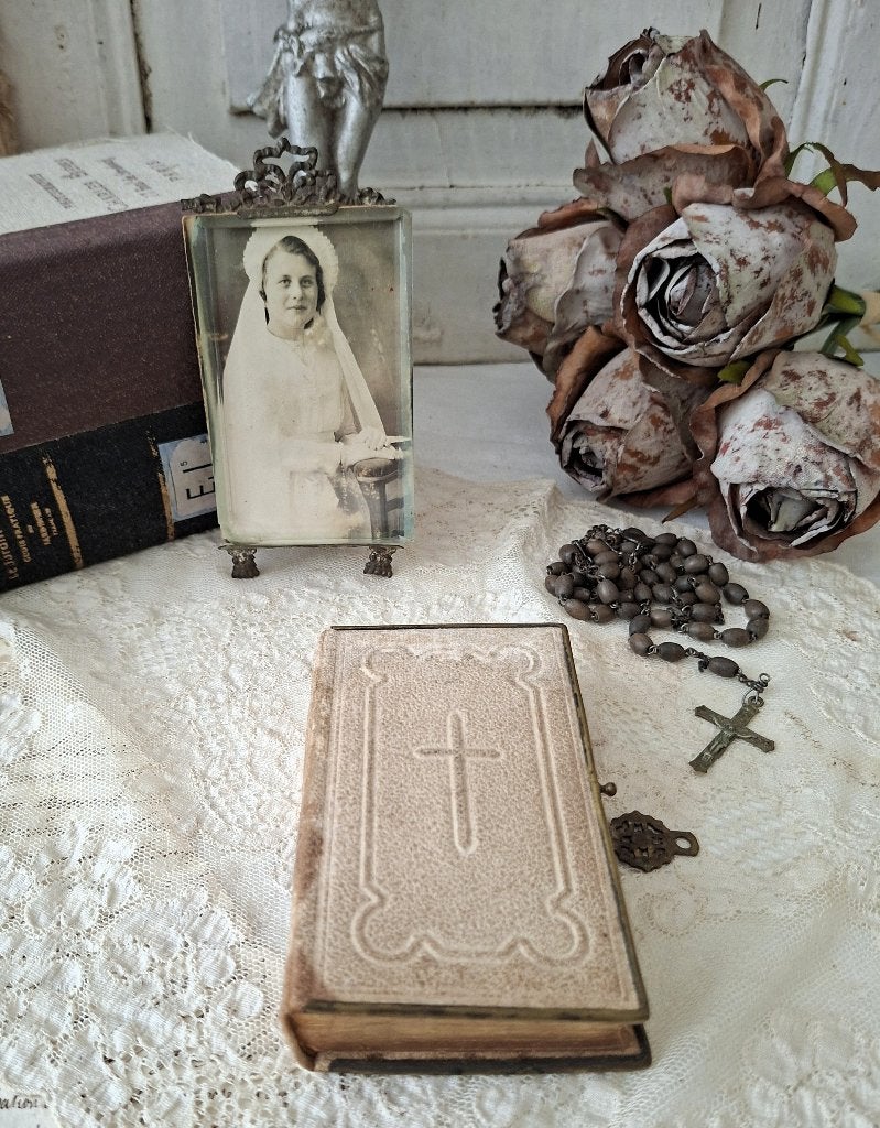 Oud Frans leren bijbeltje uit 1888 'PiFrance, Ophalen of Verzenden