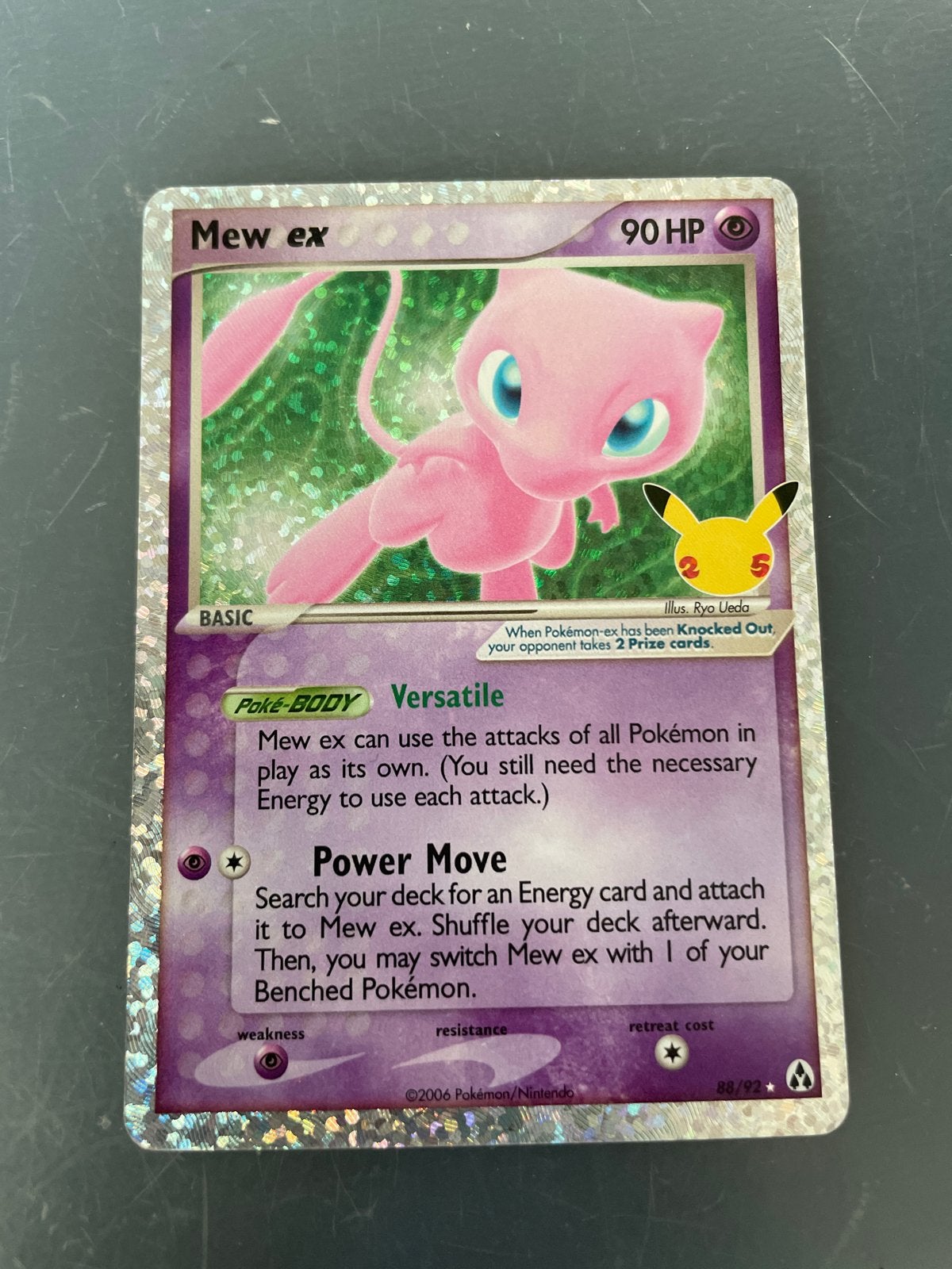 Mew ex Pokémon kaart 88/92 Holo - 25th anniversary, Ophalen of Verzenden, Gebruikt, Losse kaart, Foil