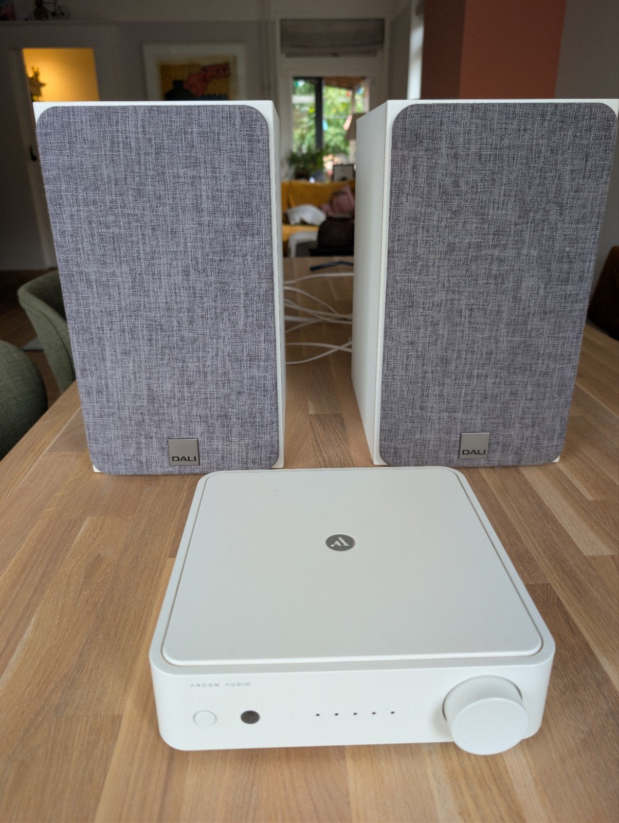 Dali Oberon 3 speakerset met Argon Audio versterker, Ophalen, Inclusief standaarden, Speakerset, Zo goed als nieuw