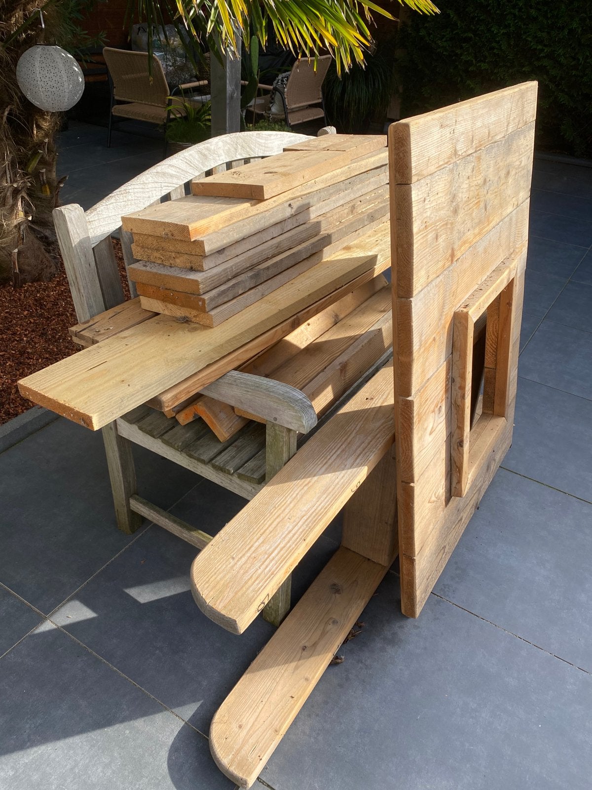Steigerhout en bed, Doe-het-zelf en Verbouw, Gebruikt, 25 tot 50 mm, Ophalen of Verzenden, Plank
