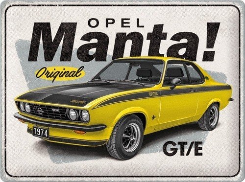 Opel Manta GT/E relief reclamebord van metaal wandbord deco, Verzamelen, Ophalen of Verzenden, Nieuw, Auto's