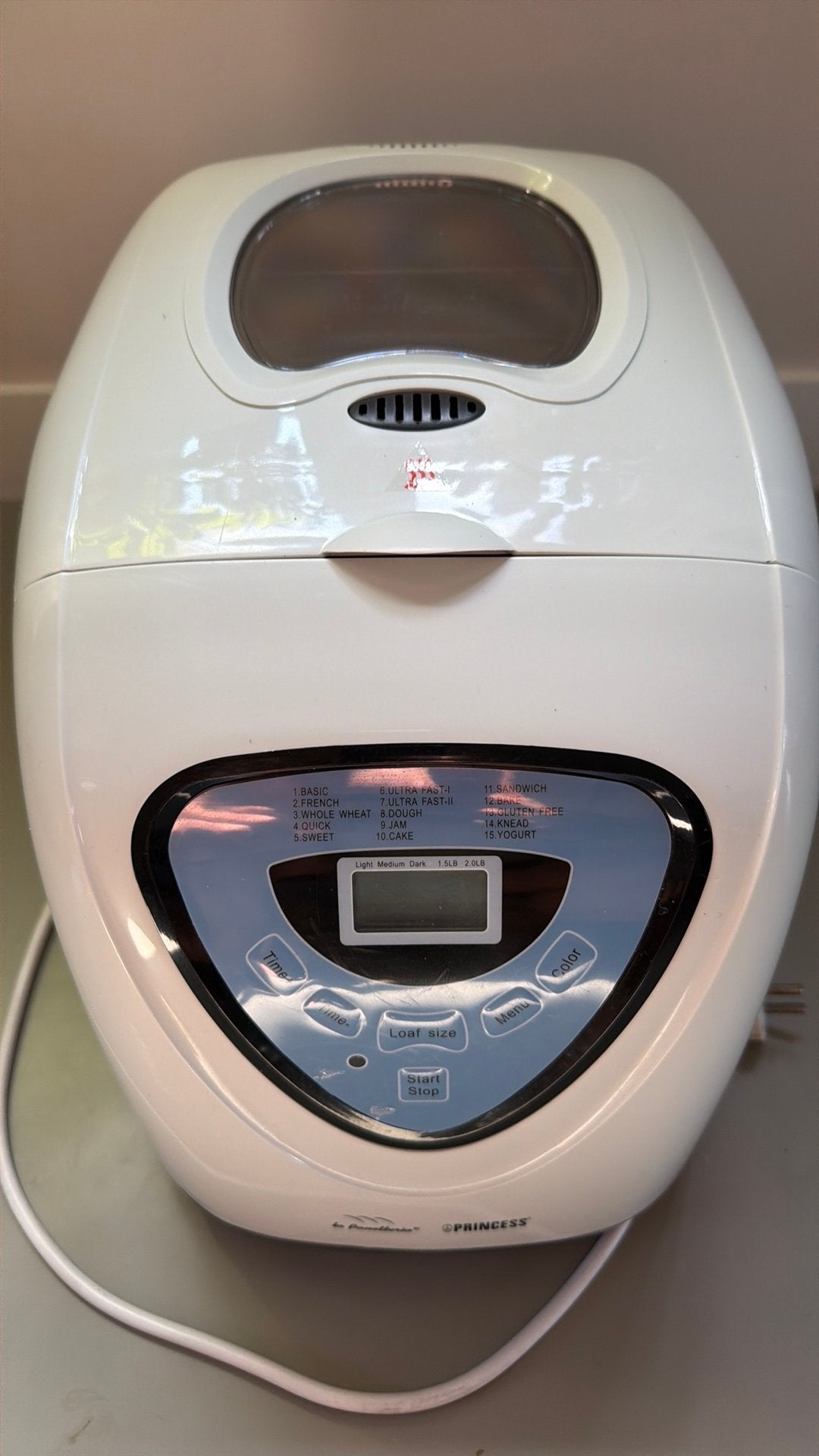 Princess Broodbakmachine met Timer en Kijkvenster, 800 tot 1200 gram deeg, Zo goed als nieuw, Kijkvenster, Ophalen