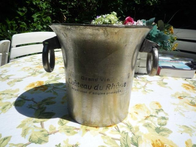 Vintage aluminium gegoten champagne wijn koeler  Ø23x23 cm, Ophalen of Verzenden, Gebruikt, Frankrijk, Overige typen