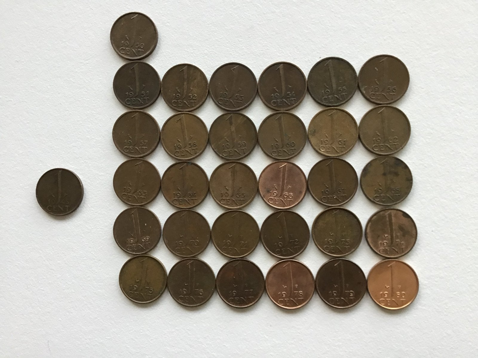 Juliana 1 cent 1950 t/m 1980, Wilhelmina 1948 :, Ophalen of Verzenden, Koningin Juliana, 2½ gulden