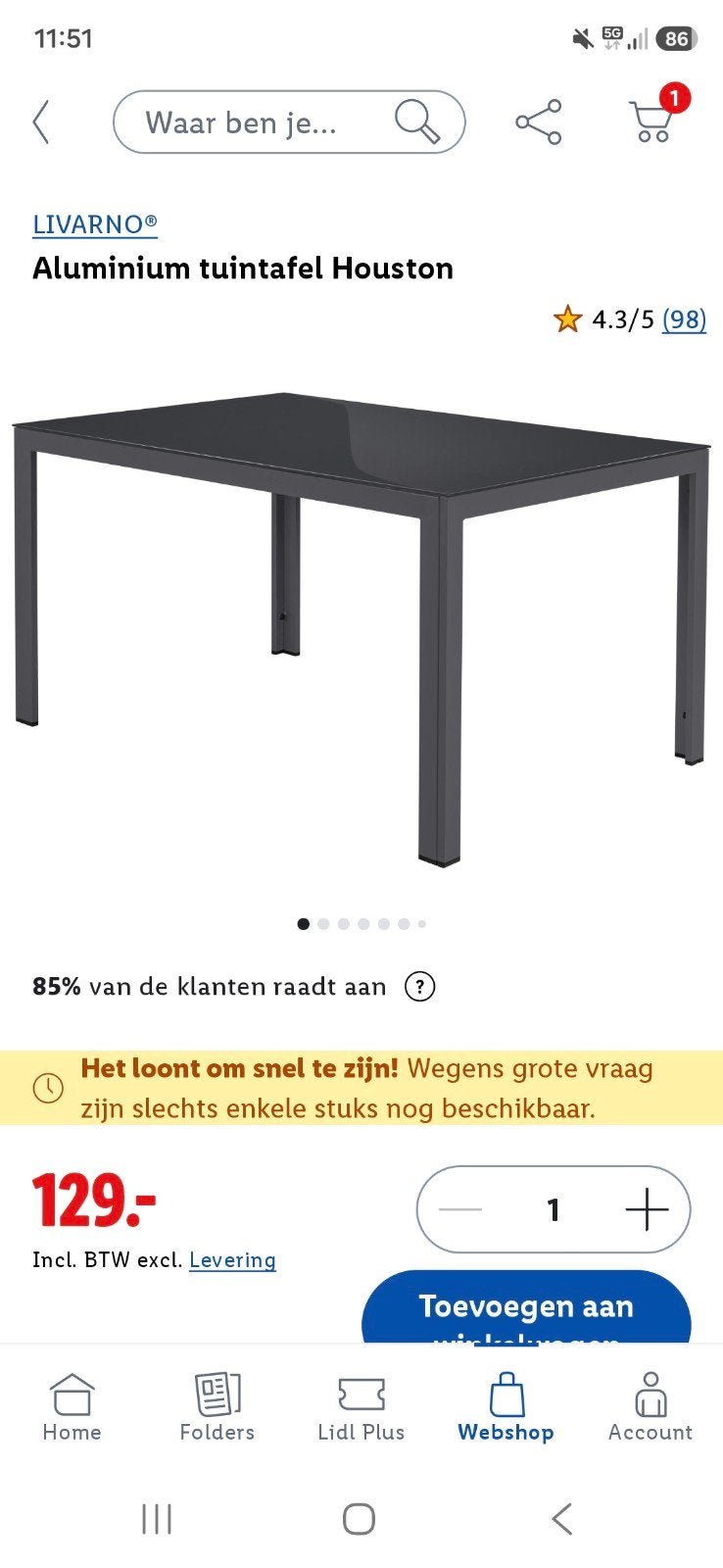 LIVARNO home Aluminium tuintafel Houston, grijs, Tuin en Terras, Tuintafels, Ophalen, Nieuw, Rechthoekig, Aluminium