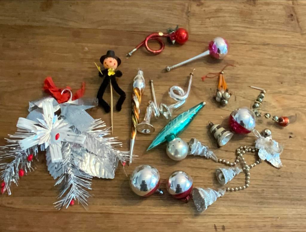 Antieke kerstballen figuren vintage kerstversiering, Ophalen of Verzenden
