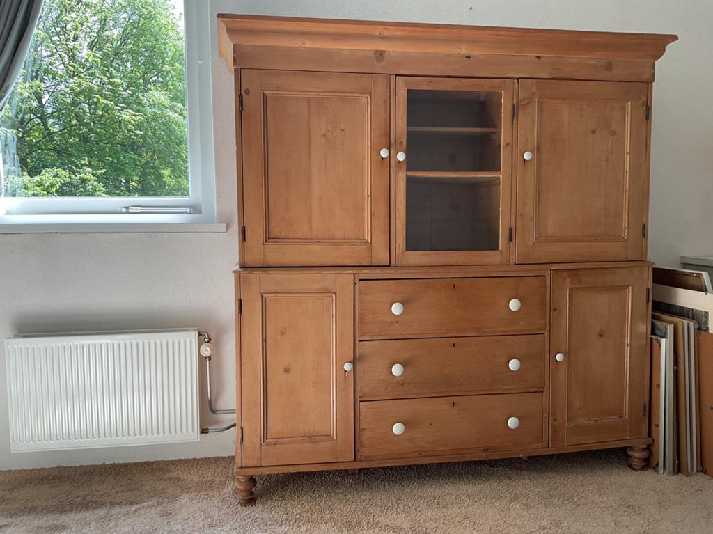 Antiek grenen Kabinet, Huis en Inrichting, Ophalen, Gebruikt, Antiek grenenkabinet; originele aankoopbewijs aanwezig, Met deur(en)