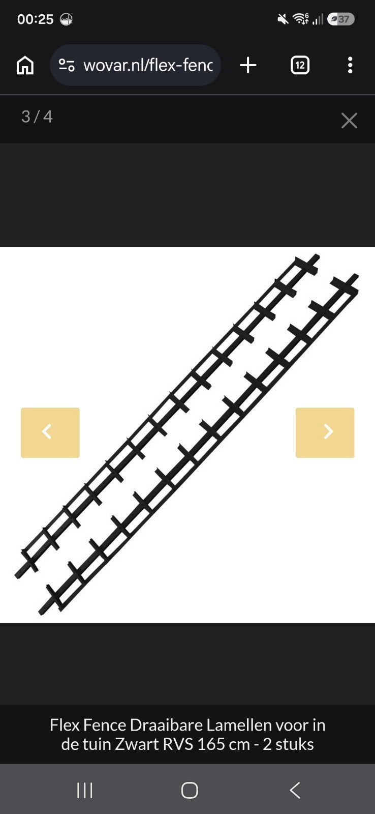 Flex Fence Draaibare Lamellen Zwart RVS 165 cm - Set van 2, Tuin en Terras, Ophalen, Nieuw, Overige materialen, 1 tot 2 meter