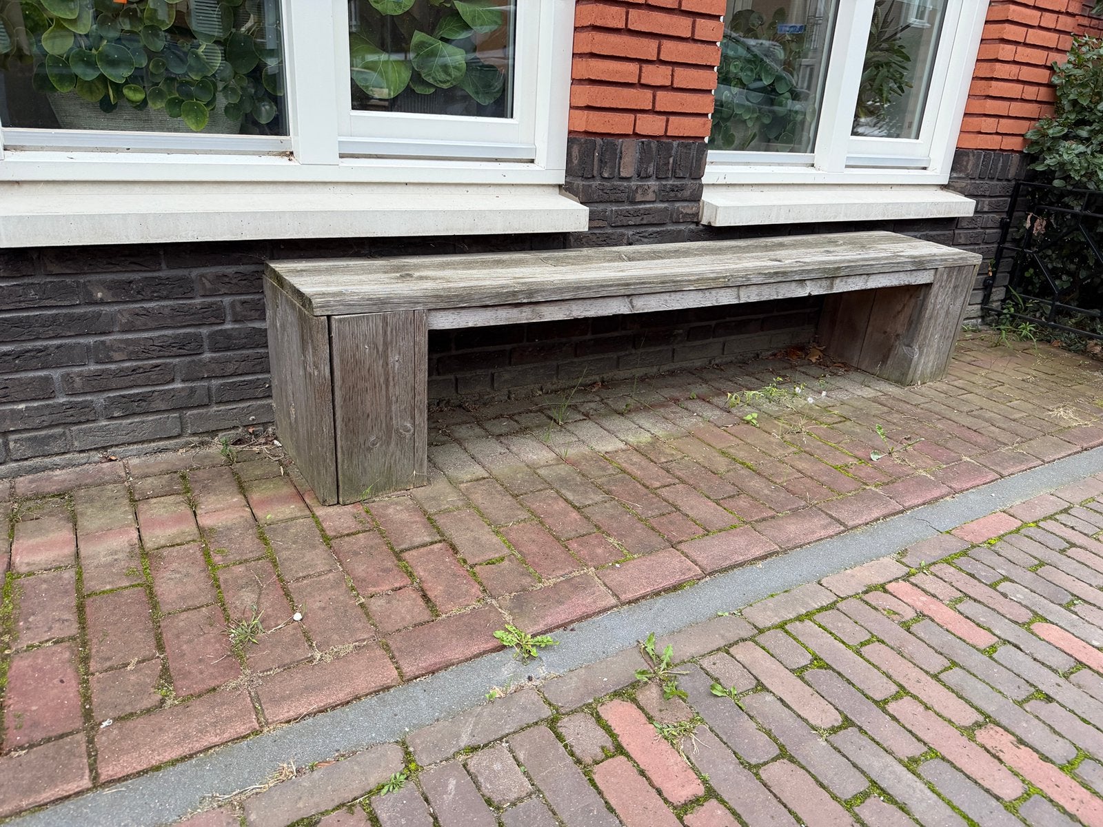 1x tuinbankje (stijgerhout), Tuin en Terras, Ophalen, Gebruikt, Hout